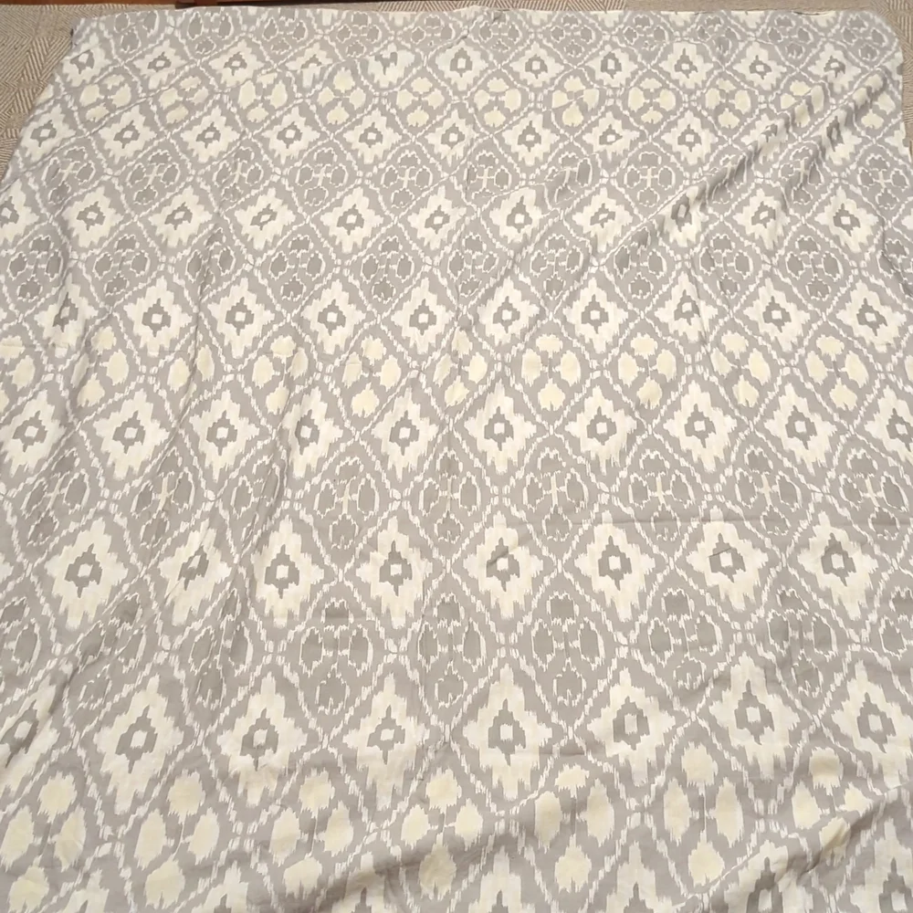 RH Teen Ikat Gray and Cream Duvet Cover w/subtle yellow highlights